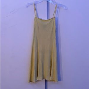 Yellow ribbed spaghetti strap dress